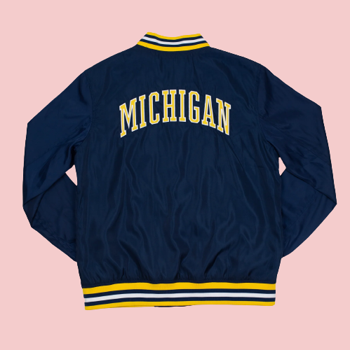 Michigan Retro Bomber Varsity Satin Jacket - Image 2