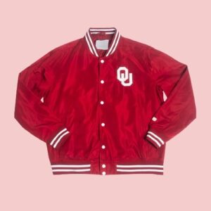 Oklahoma Sooners Ou Vintage Script Bomber Jacket