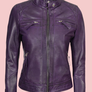 Purple Leather Jacket Womens