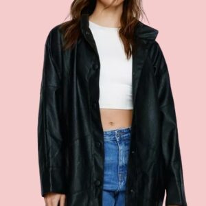 Faux Leather Longline Jacket