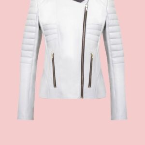 White Leather Jacket For Womens