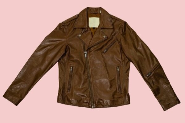 Brown Leather Biker Jacket Mens