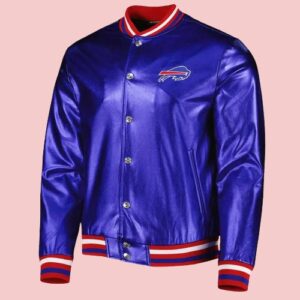 Buffalo Bills Royal Metallic Leather Jacket