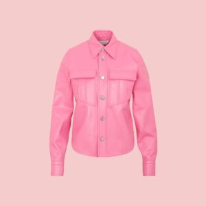 Pink Leather Biker Jacket