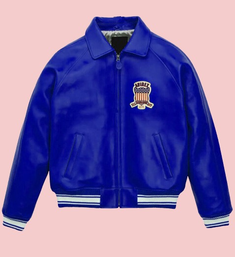Royal Blue Faux Leather Jacket - AirBorne Jacket