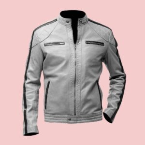 Striped Leather Jacket Mens