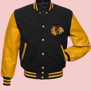 Chicago Blackhawks Black And Yellow Varsity Jacket