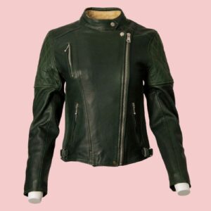 Dark Green Leather Jacket Womens