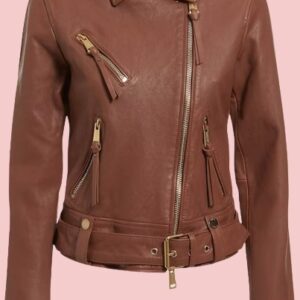 Guess Brown Leather Jacket Womens