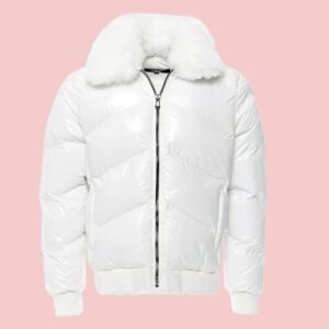 White Leather Puffer Jacket