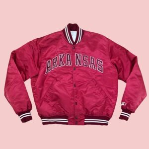 Arkansas Razorbacks Burgundy Satin Jacket