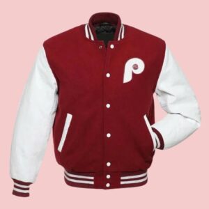 Philadelphia Phillies Burgundy And White Varsity Jacket