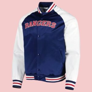 Prime Time New York Rangers Blue And White Satin Jacket