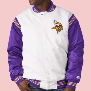 The Renegade Minnesota Vikings White And Purple Satin Jacket