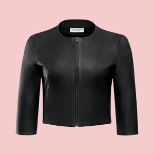 Blacks Crops Leather Jacket