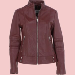 Lillian Oxblood Biker Leather Jacket