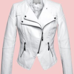 White Faux Leather Moto Jacket