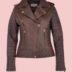 Womens Distressed Brown Leather Jacket