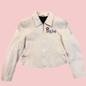 90s Betty Boop White Leather Jacket