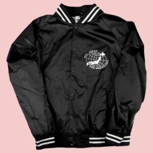 Ajpw Black Bomber Varsity Satin Jacket