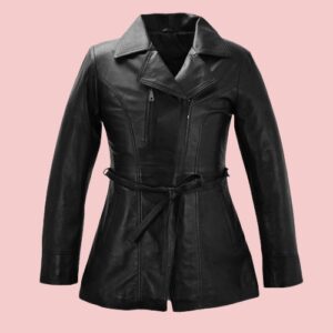 Long Black Leather Jacket Womens