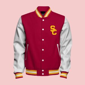 USC Trojans Cardinal SC Interlock Faux Leather Letterman Jacket