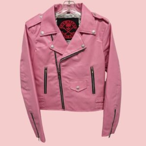 Womens Pink Vegan Leather Jacket