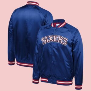 76ers Philadelphia Sixers Blue Satin Jacket
