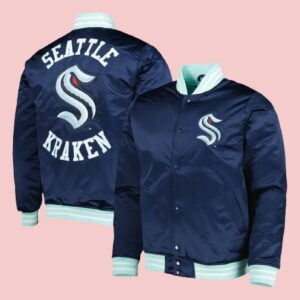 Seattle Kraken Heavyweight Deep Sea Blue Satin Jacket