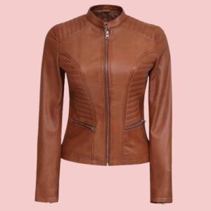 Welcome To Plathville S04 Olivia Plath Brown Cognac Leather Jacket