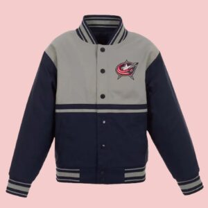 Youth Columbus Blue Navy And Gray Poly Twill Jacket