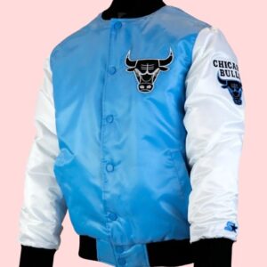 Chicago Bulls Tobacco Road Blue And White Varsity Satin Jacket