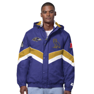 Baltimore Ravens OVO x Starter Purple Sideline Full Snap Puffer Jacket