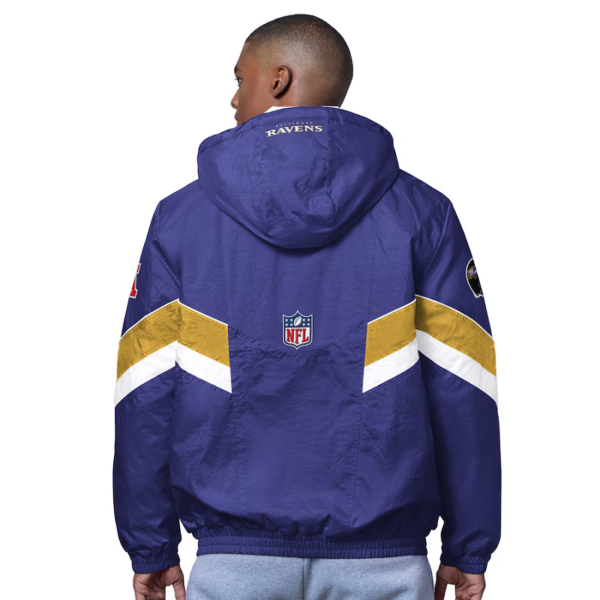 Baltimore Ravens OVO x Starter Purple Sideline Full Snap Puffer Jacket - Image 2