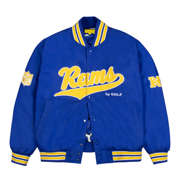Men's Los Angeles Rams GOLF WANG Royal Bomber Satin Jacket - Image 2