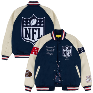 NFL GOLF WANG Blue Letterman Full Snap Jacket