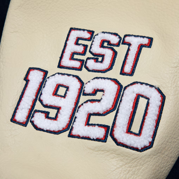 NFL GOLF WANG Blue Letterman Full Snap Jacket - Image 7