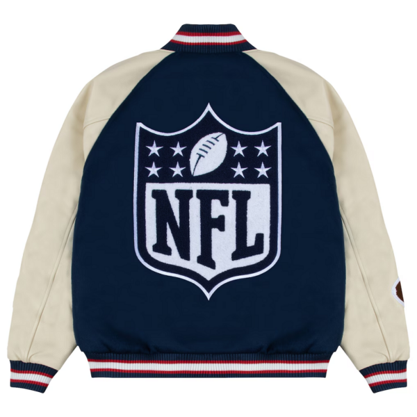 NFL GOLF WANG Blue Letterman Full Snap Jacket - Image 3