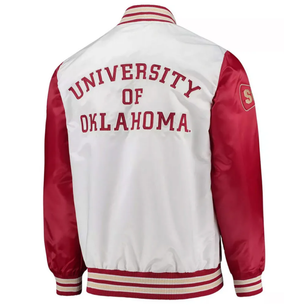 The Legend Oklahoma Sooners White And Crimson Starter Satin Jacket - Image 4