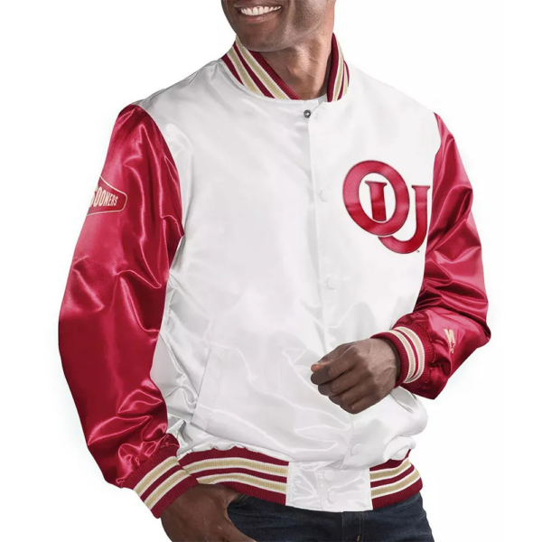 The Legend Oklahoma Sooners White And Crimson Starter Satin Jacket - Image 3