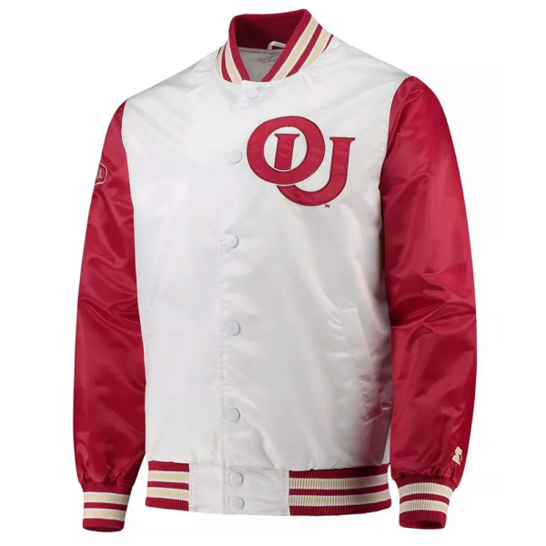 The Legend Oklahoma Sooners White And Crimson Starter Satin Jacket - Image 2