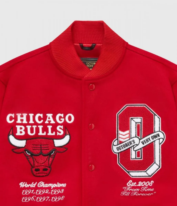 Chicago Bulls October’s Very Own Wool Red Varsity Jacket - Image 4