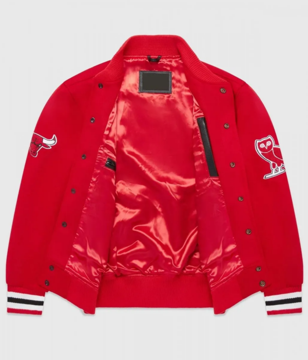 Chicago Bulls October’s Very Own Wool Red Varsity Jacket - Image 3
