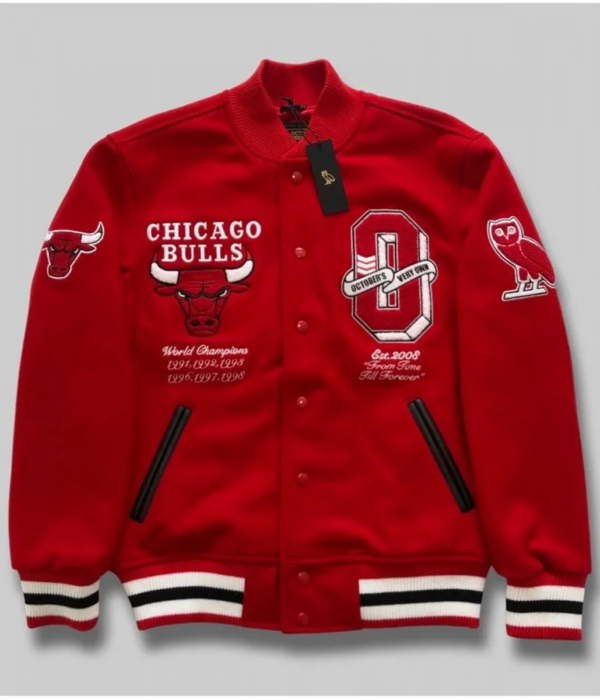 Chicago Bulls October’s Very Own Wool Red Varsity Jacket - Image 2