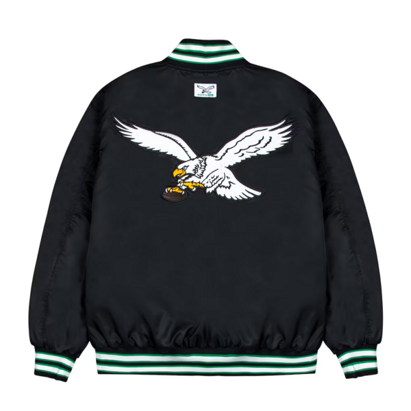 Philadelphia Eagles GOLF WANG Black Bomber Satin Jacket - Image 3