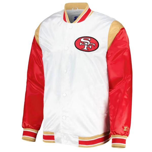 San Francisco 49ers Starter Throwback Warm Up Pitch Satin Jacket - Image 2