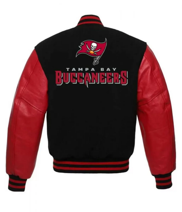 NFL Tampa Bay Buccaneers Letterman Varsity Red And Black Jacket - Image 2