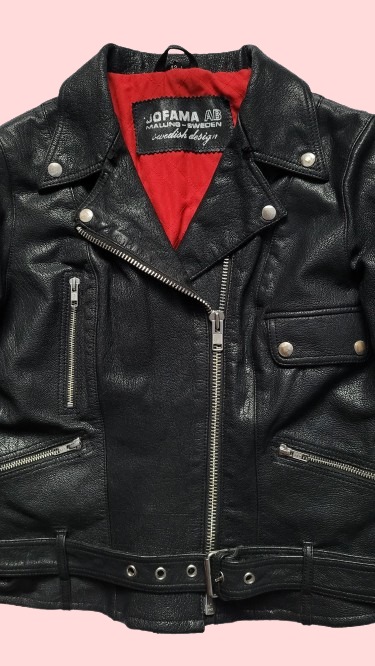 Vintage 80s Jofama Malung Cropped Motorcycle Punk Leather Jacket - Image 2