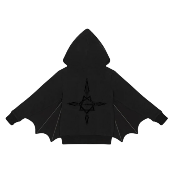 Bat Wing Hoodie Gothic Style Meets Cozy Comfort - Image 2