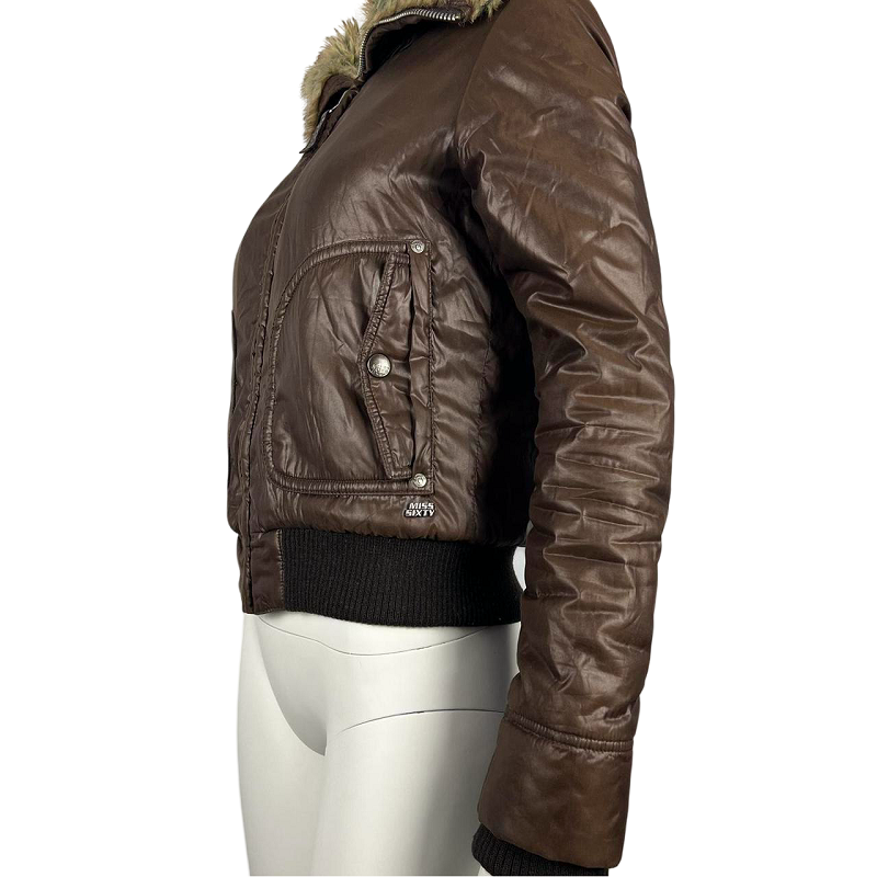 Miss Sixty Women's Brown Leather Jacket With Fur Collar - Image 4
